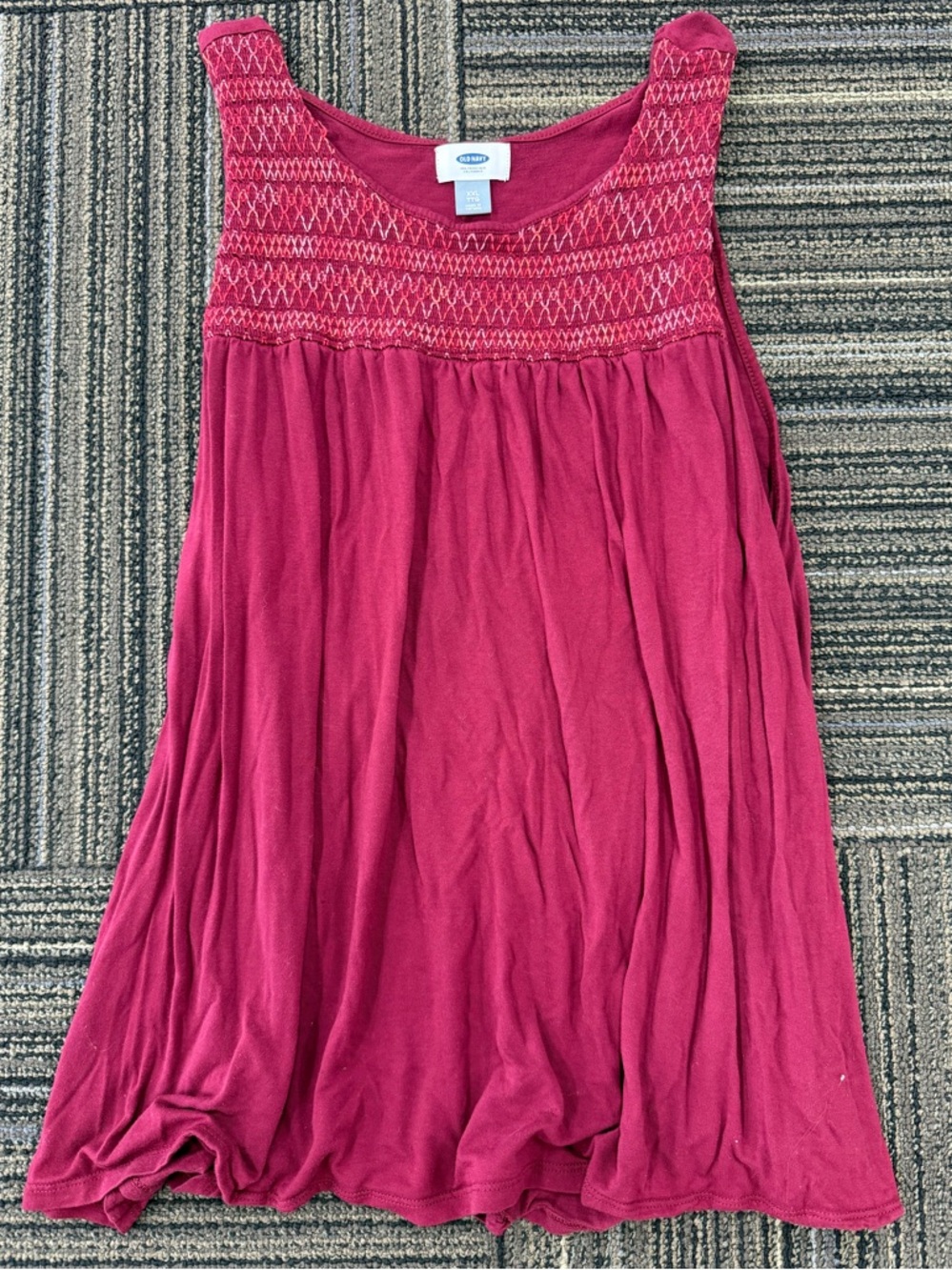 Old Navy Raspberry Smocked Yoke Sleeveless Tank